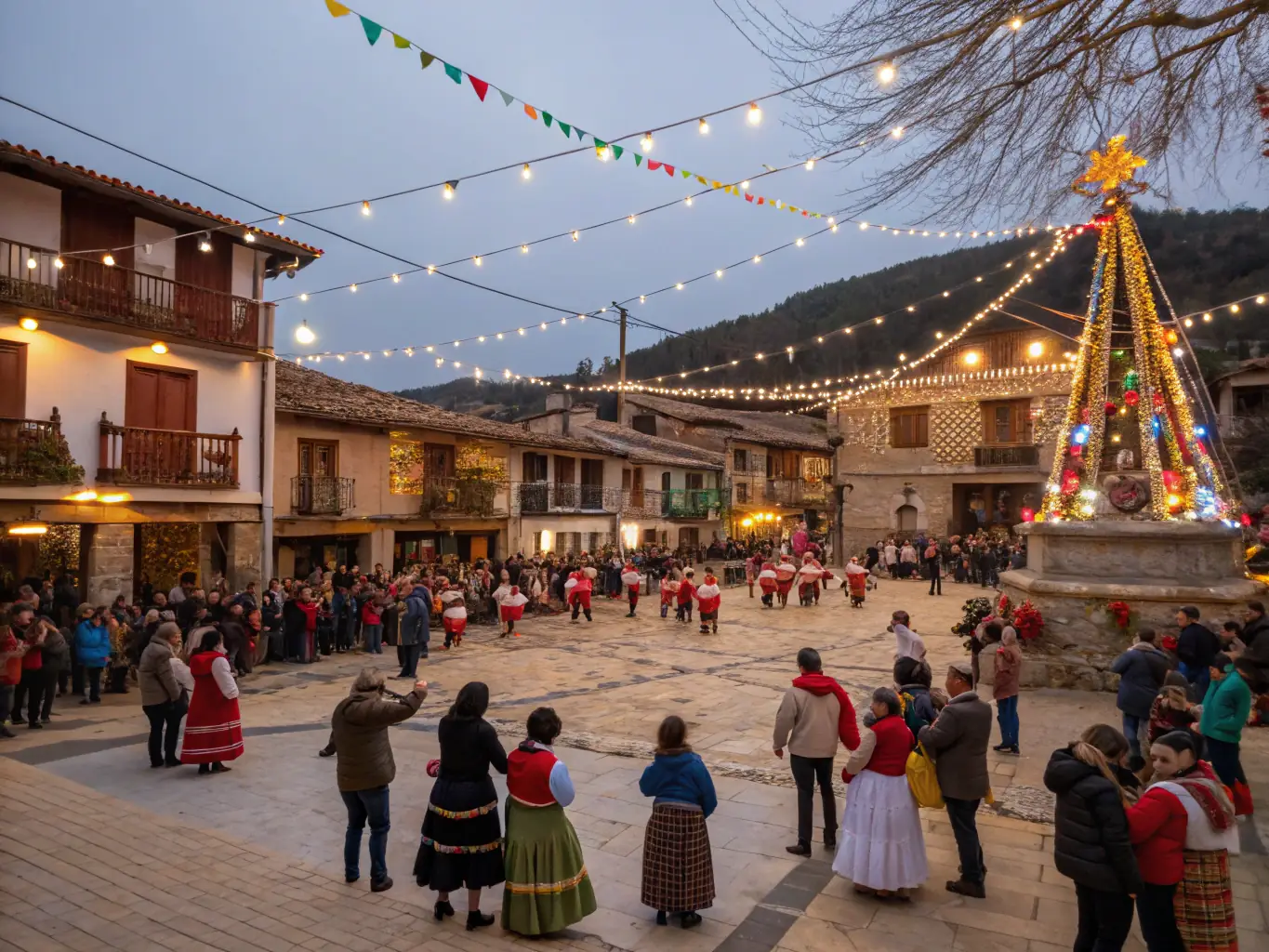 A dynamic image of local residents participating in a traditional folk dance during a cultural festival organized by FOYER RURAL DE SEMUSSAC, highlighting the preservation of local traditions.