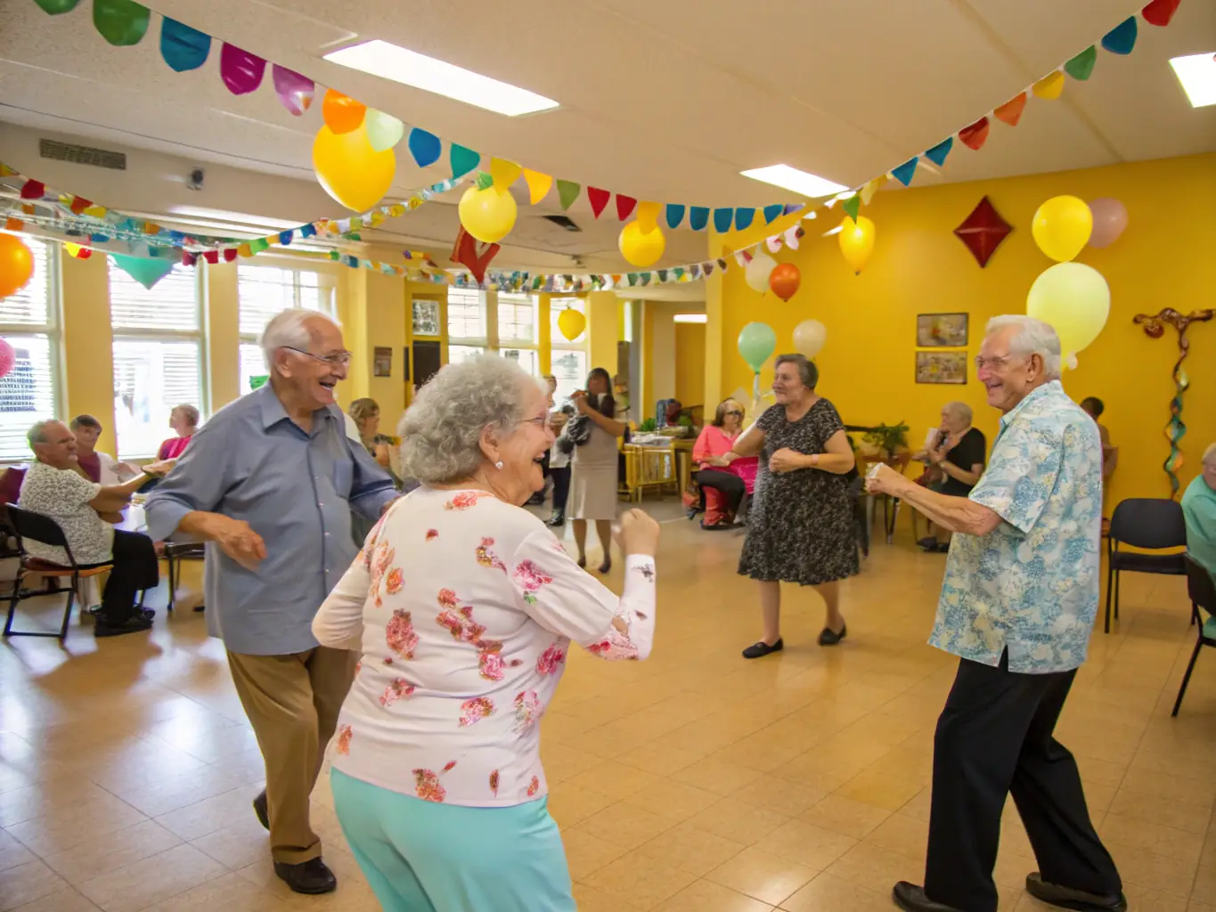 A dynamic image of children and adults engaged in a traditional dance workshop at FOYER RURAL DE SEMUSSAC, highlighting cultural preservation and intergenerational interaction.